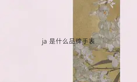 ja是什么品牌手表(jaxm是什么品牌手表)